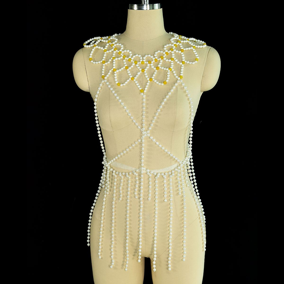 Yellow Body Jewelry - Moda Sahte İnci göbek takısı Bayan