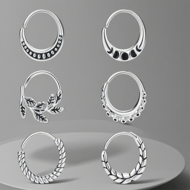 Body Jewelry Metal Types - 6 parçalı kadın burun halkası aksesuarları