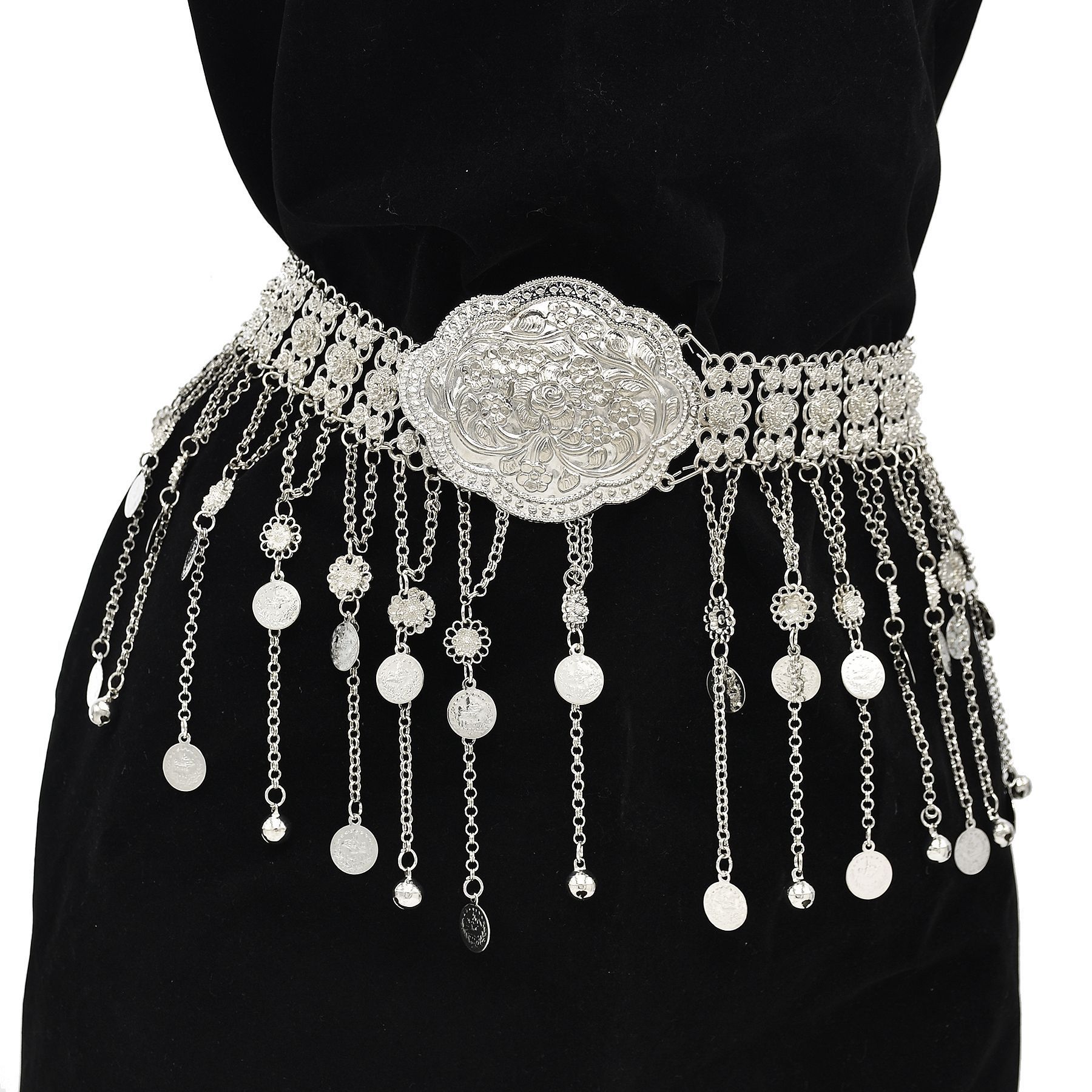Body Jewelry Indian - Gümüş Kaplama Fas Kaftan Kemeri Geometrik