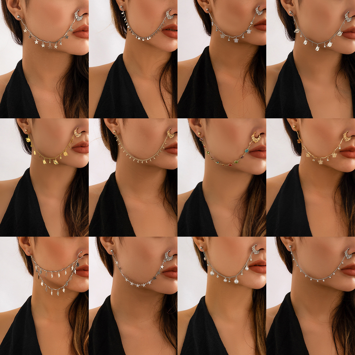 Body Jewelry Indian - Hint altın rengi inci kelebek püskül