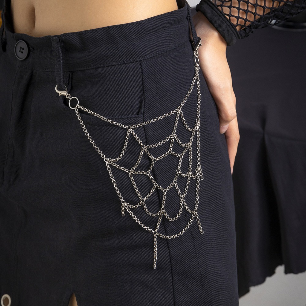 Body Jewelry Men - Gotik Punk Gümüş Renk Örümcek Web