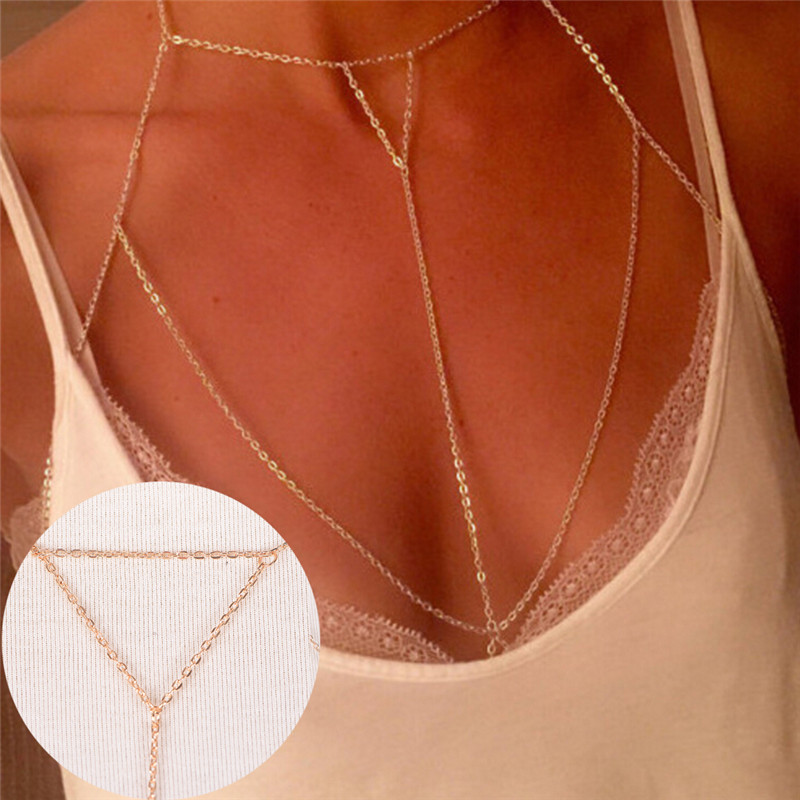 Qualiti Body Jewelry - Altın gümüş moda Link zinciri sutyen