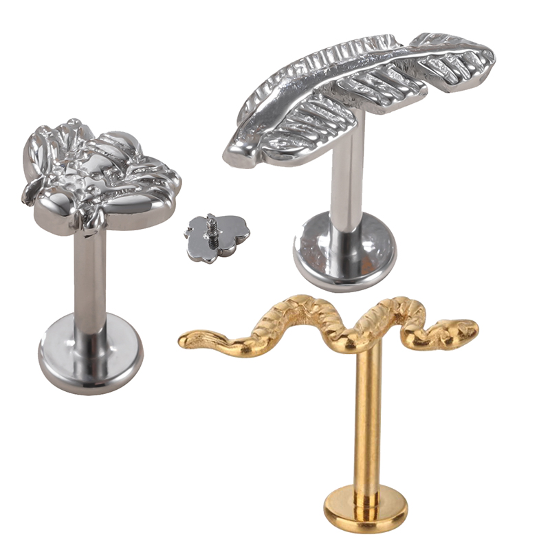 Body Jewelry Metal Types - G23 Titanyum Yılan/arı/tüy/tipi PIERC Dudak Damızlık