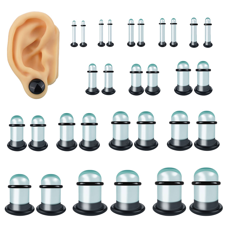 Body Jewelry Gauges - 2 adet Cam Kulak Göstergeleri Germe