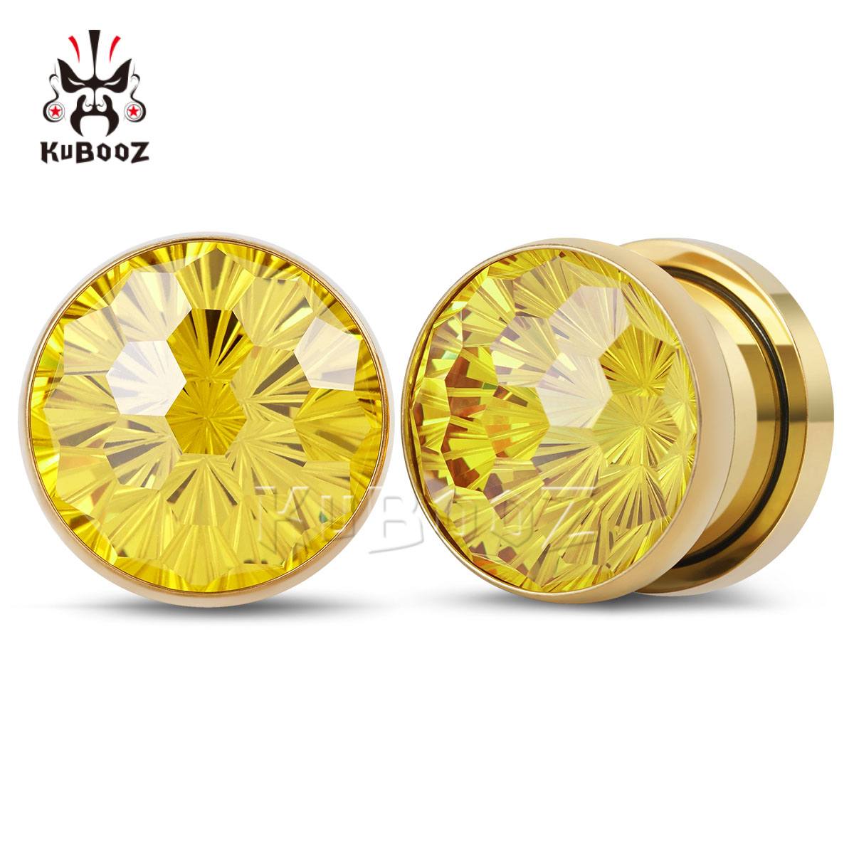 Yellow Body Jewelry - 2 adet parlak sarı kristal elmas