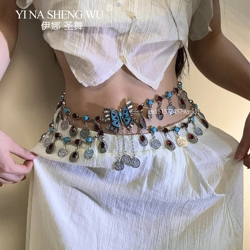 Body Jewelry Indian - Vintage Alaşım Paraları Uzun Püskül Bel