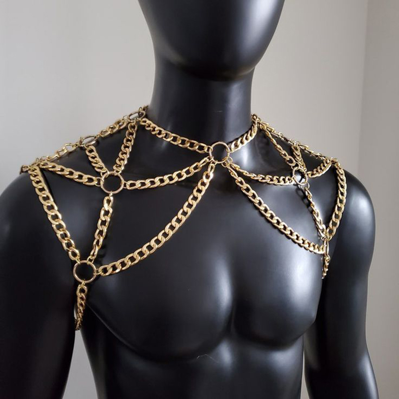 Body Jewelry Men - Punk Erkekler Omuz Vücut Zinciri Geri