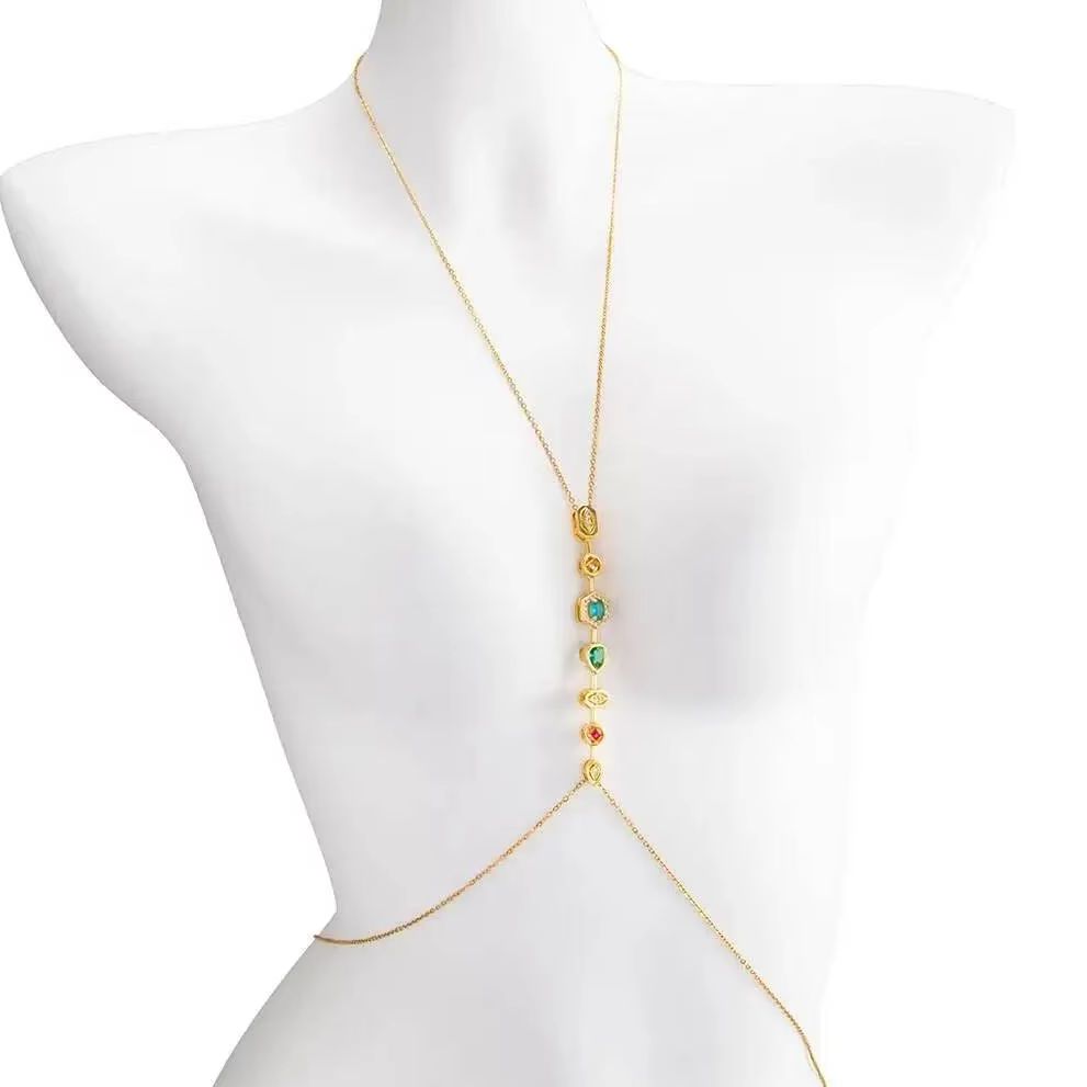 Body Jewelry Chains - PuRui Zarif Renkli Zirkon Paslanmaz Çelik