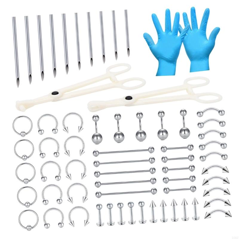 Body Jewelry Gauges - Komple 64 Adet Pirsing Takı Seti