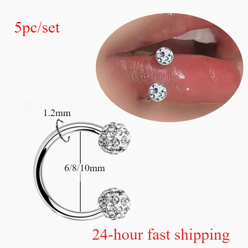 Body Jewelry Metal Types - 5 adet Paslanmaz Çelik Taklidi Topu
