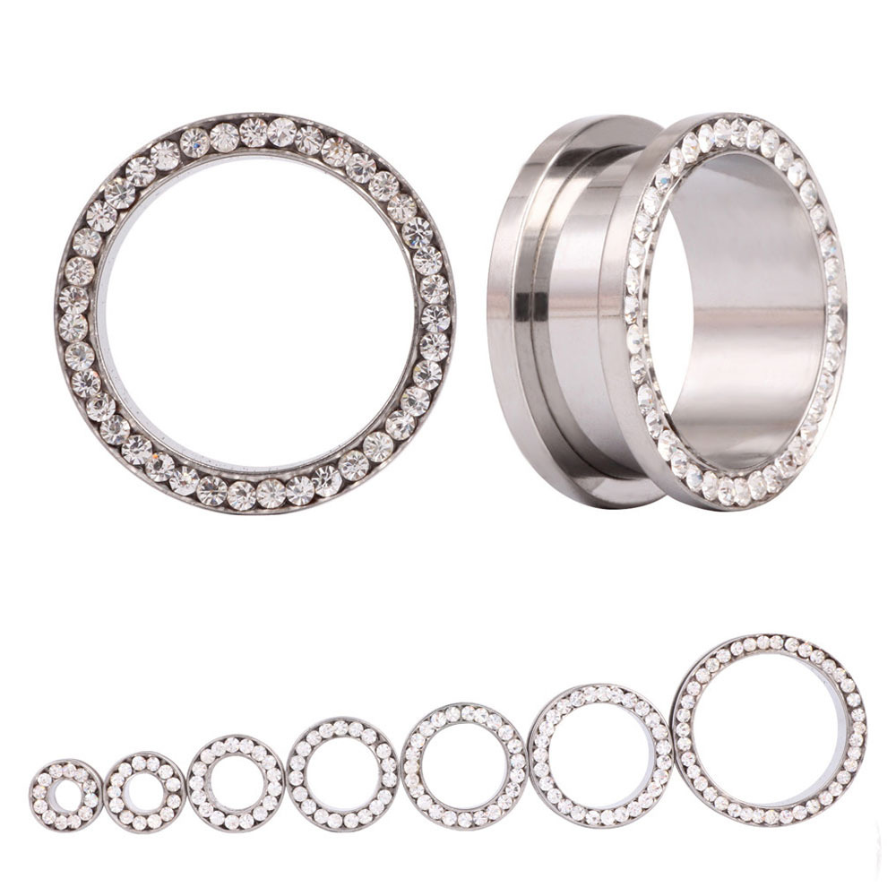 Body Jewelry Gauges - 2 adet/grup Kristal Kulak Tüneli Vidalı