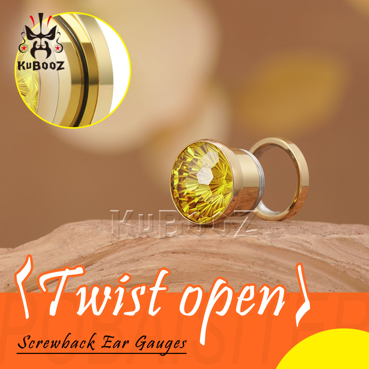 2 adet parlak sarı kristal elm - Yellow Body Jewelry incelemesi ve fiyatı
